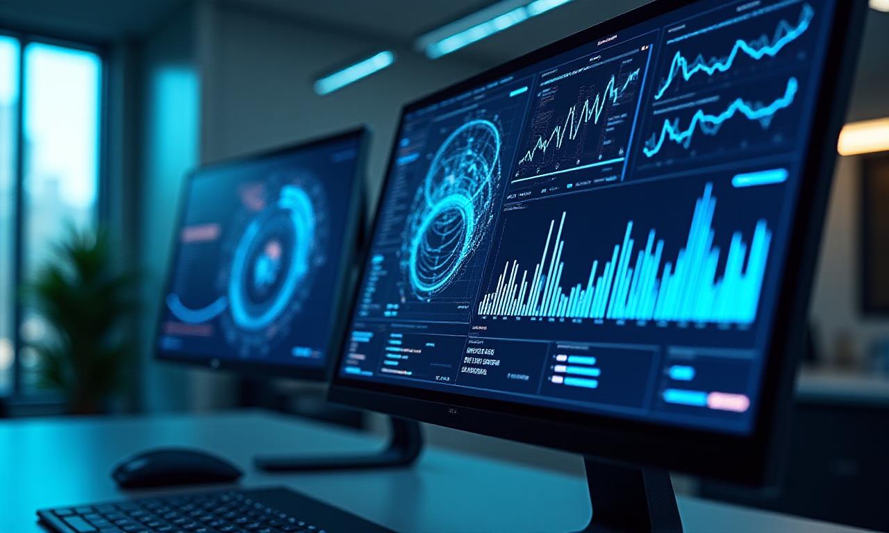 Futuristic AI Data Dashboard Visualization
