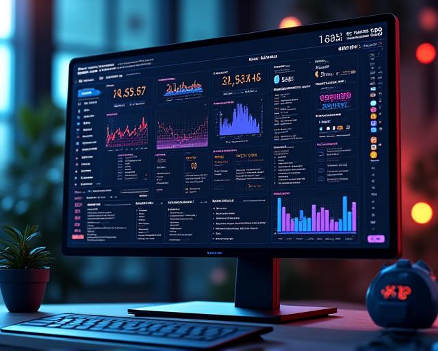 High-end data dashboard UI with glassmorphism style
